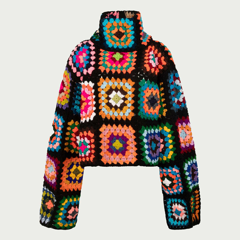 Winter Clothing Cute - Suéteres de Crochê Coloridos com Gola