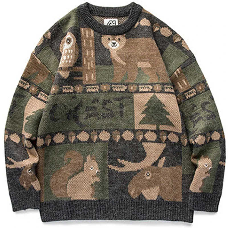Winter Clothing Cute - Y2k inverno vintage camisola masculina japonês